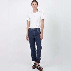 G1 Goods Paper Boy Pants Womens Size 10 Blue Cotton Chino Contrast Stitch